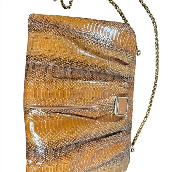 Vintage 1960s Snow White Snake skin leather clutch shoulder bag purse boho - Picture 4 of 16